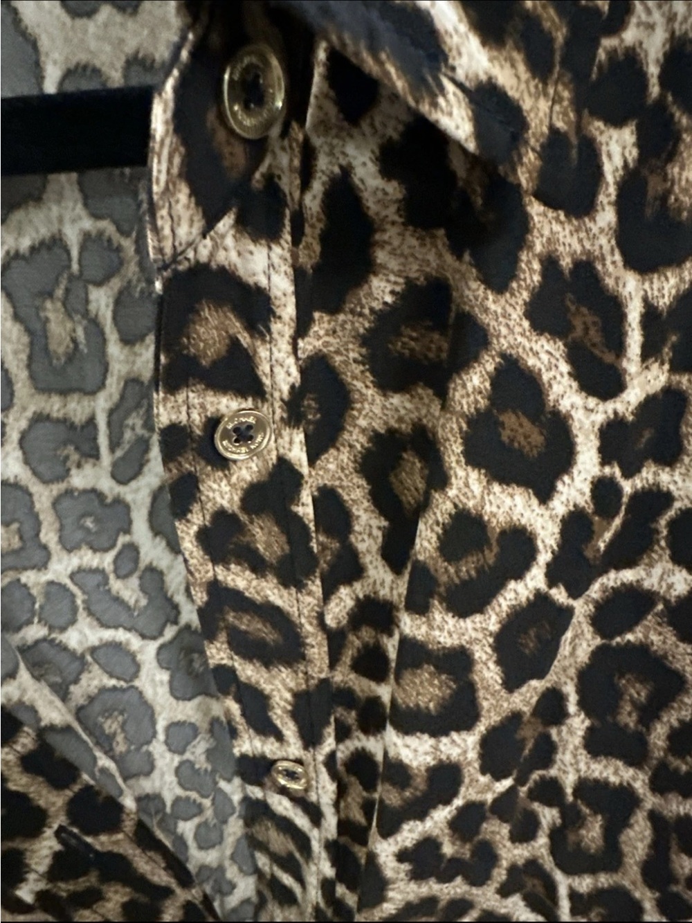 MICHAEL Michael Kors Leopard Print Button-Up Blouse - Brown/Black- Size Medium - Picture 5 of 7
